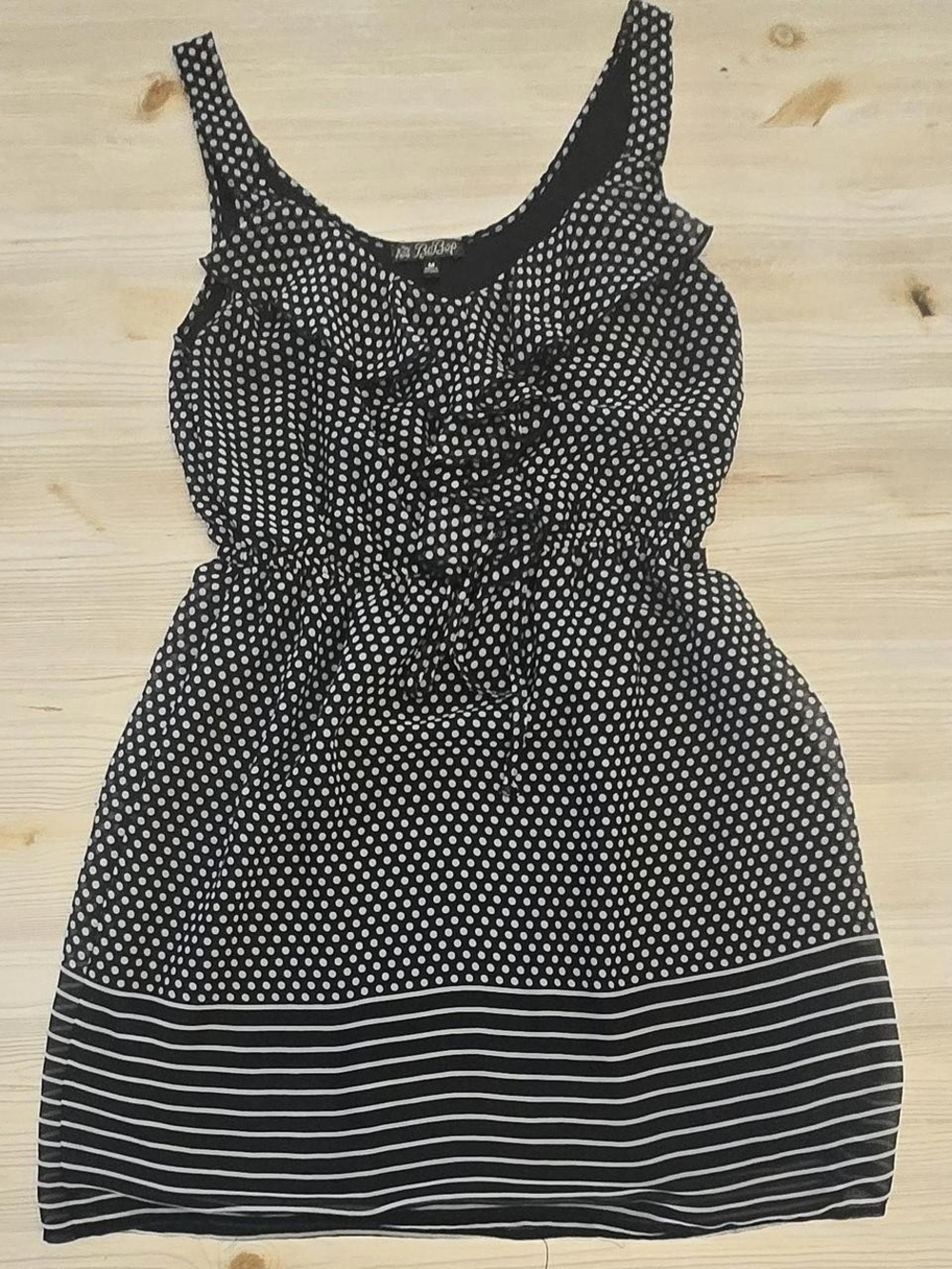 BeBop Black and White Polka Dot Ruffle Mini Dress